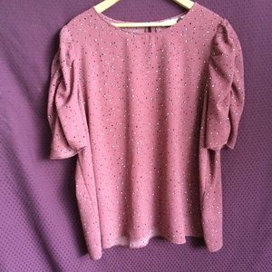 Reitmans XXL Rouched Short Sleeve Pink Blouse